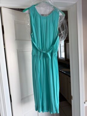 kate spade Aqua Sleeveless Midi Dress with Waist Tie